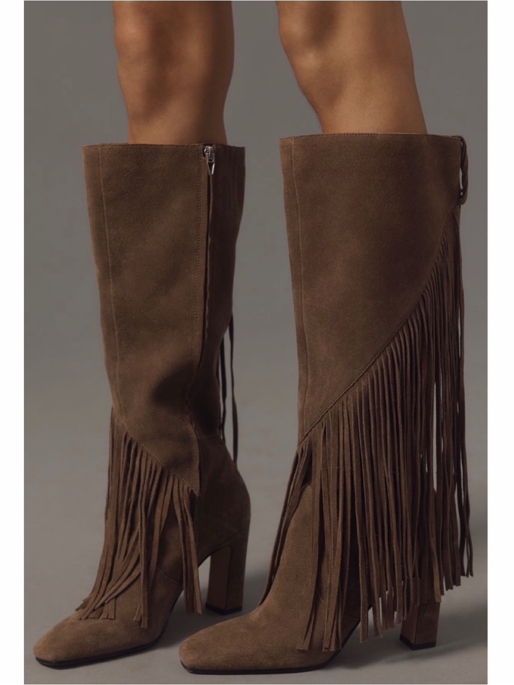 NEW Anthropologie Dolce Vita Giano Suede Fringe Boots Size 8.5 - Picture 2 of 3